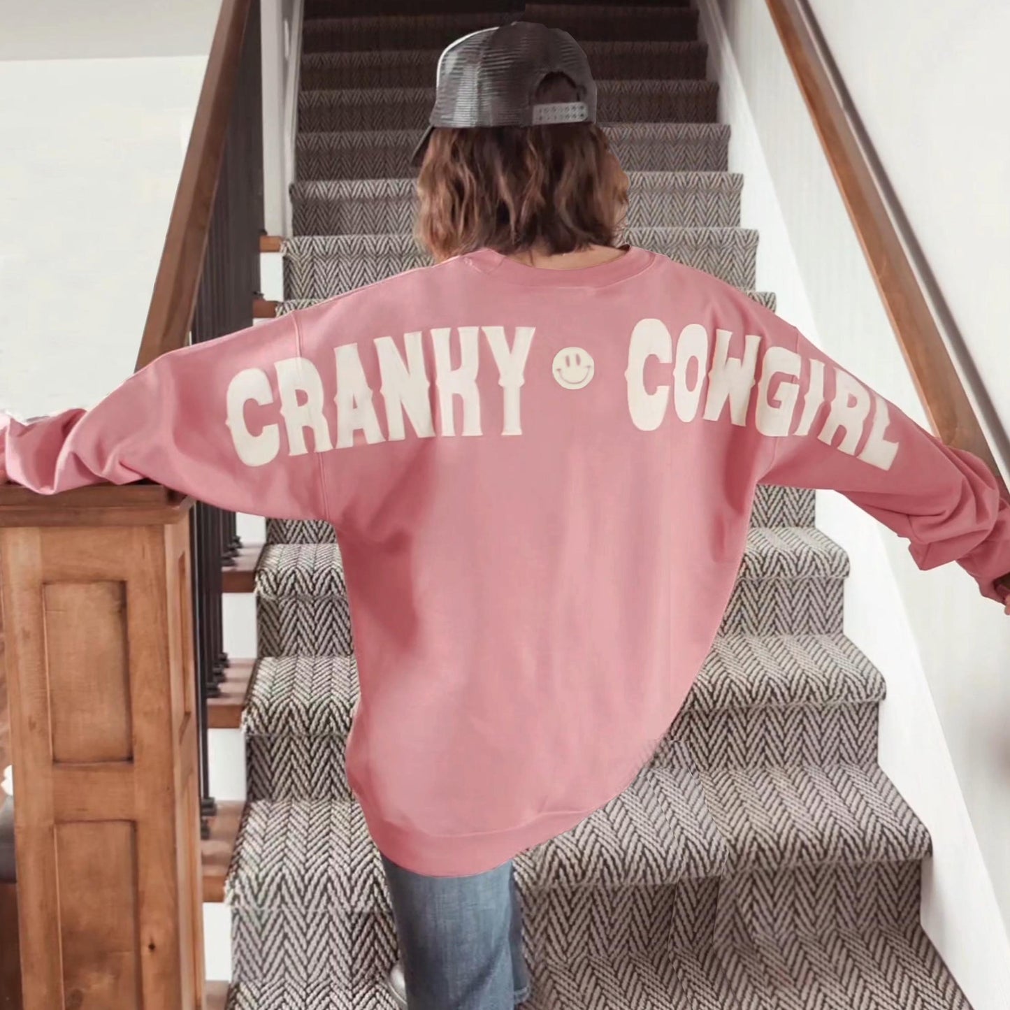 Cranky Cowgirl Large Print Crew Sweatshirt