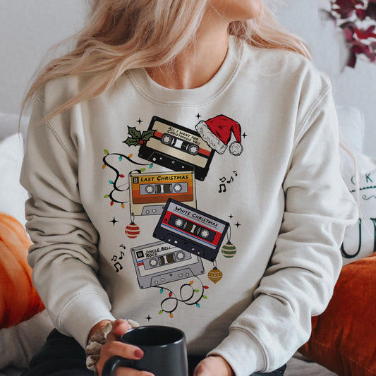 Custom Christmas Cassettes Sweatshirts