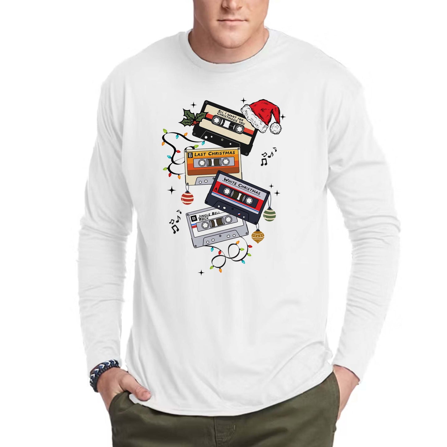 Custom Christmas Cassettes Long Sleeve Tee