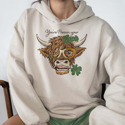 Pressin your Luck Highland Cow Sweatshirts